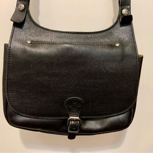Patricia Nash London Saddle Bag Black Leather Crossbody Purse